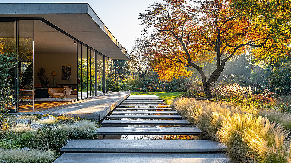 privatgarten gartengestaltung holzbank