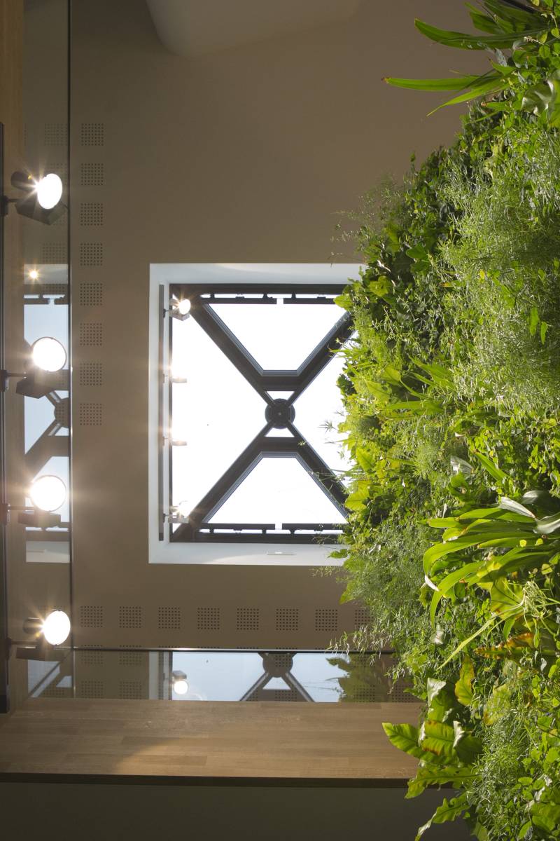 Blick nach oben in die Lichtkuppel