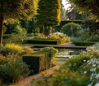 Moderner Garten mit Wasser