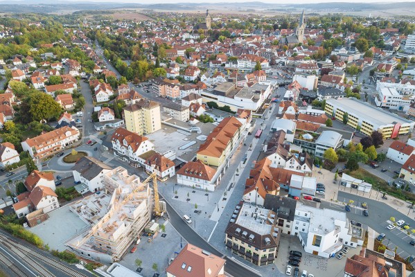 Luftbild Einkaufsstraße in Korbach